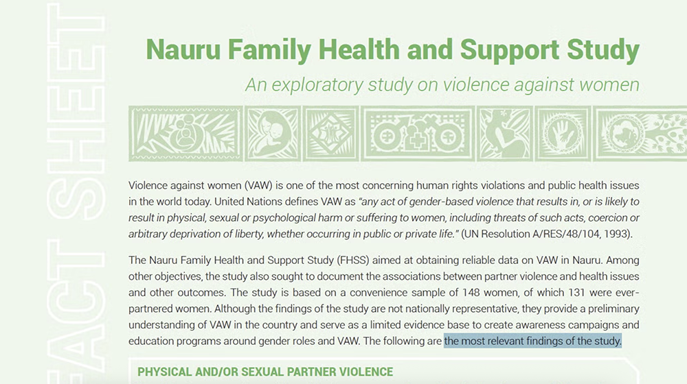 Nauru Family Health and Support Study Fact Sheet