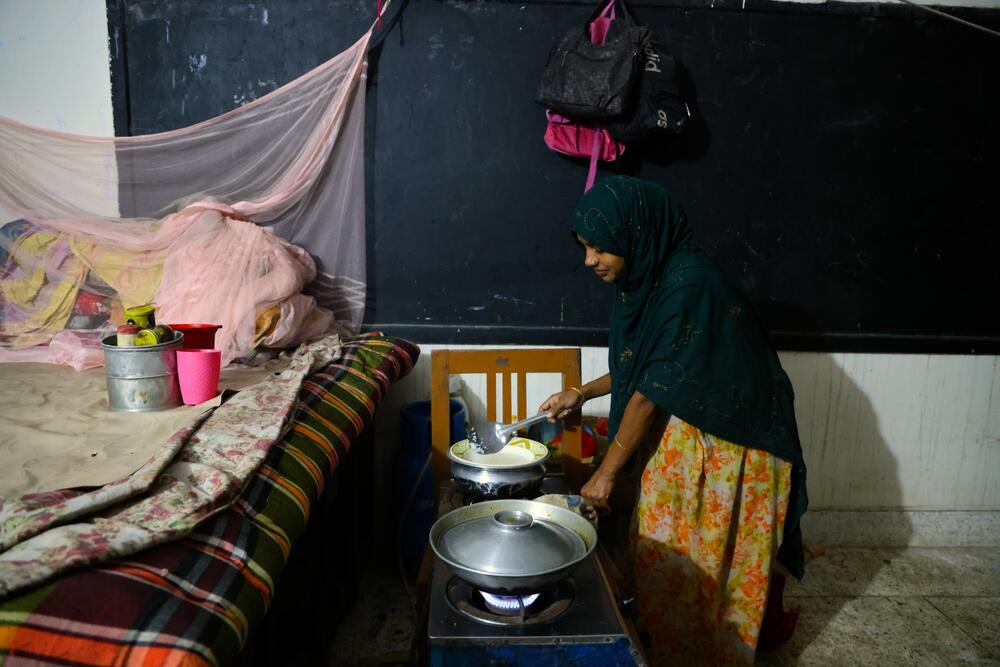 Laila Begum, a 23-year-old pregnant mother of two, has been displaced from her home in Shador, in Bangladesh’s Bandarban Division, by severe flooding. ©UNFPA Bangladesh/Peter Rozario