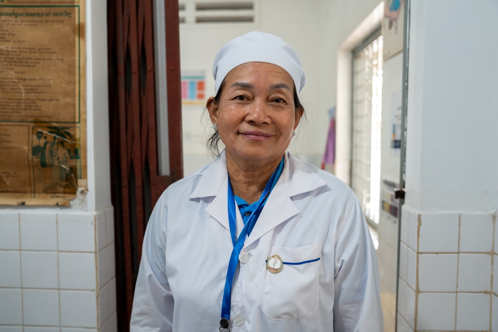 Health professional in a simple clinic