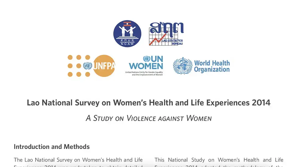Lao PDR National Survey on Women’s Health and Life Experiences 2014 Fact Sheet Lao PDR National Survey on Women’s Health and Life Experiences 2014 Fact Sheet