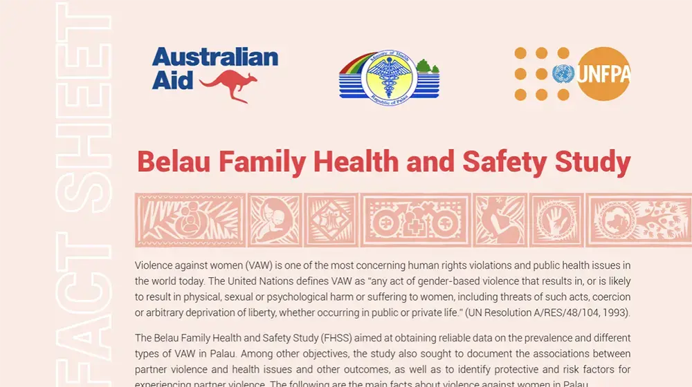 Belau (Palau) Family Health and Safety Study Fact Sheet Belau (Palau) Family Health and Safety Study Fact Sheet