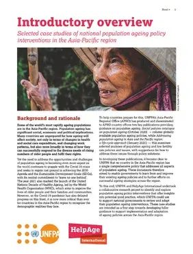 Selected case studies of national population ageing policy interventions in the Asia-Pacific region