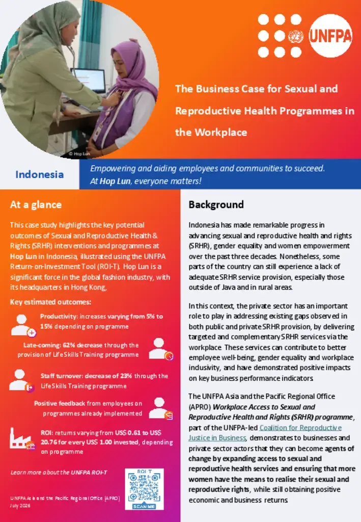 The Business Cases for Sexual and Reproductive Health Programmes in the Workplace